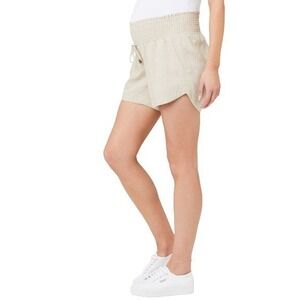 RIPE MATERNITY INDI LINEN PAPERBAG SMOCKED WAIST MATERNITY SHORTS EUC SIZE S